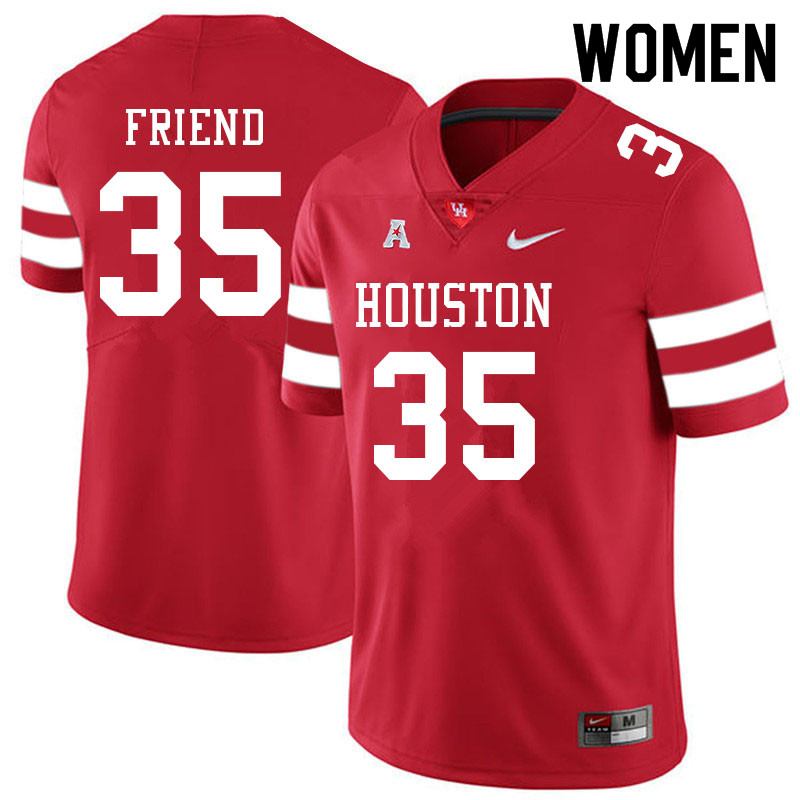 Women #35 Dorian Friend Houston Cougars College Football Jerseys Sale-Red - Click Image to Close